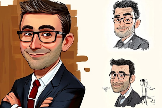 draw creative portrait caricature with unique style