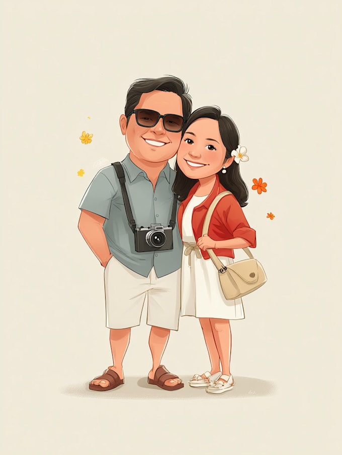 create professional caricatures for couples or wedding gift
