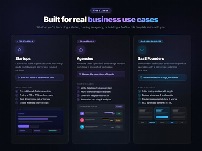 develop a modern saas landing page for your startup