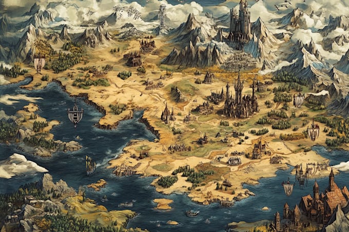 make you a unique fantasy battle map, world map