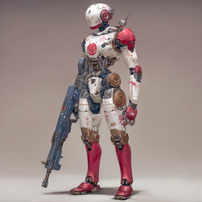 design high quality sci fi robot character art for games and media