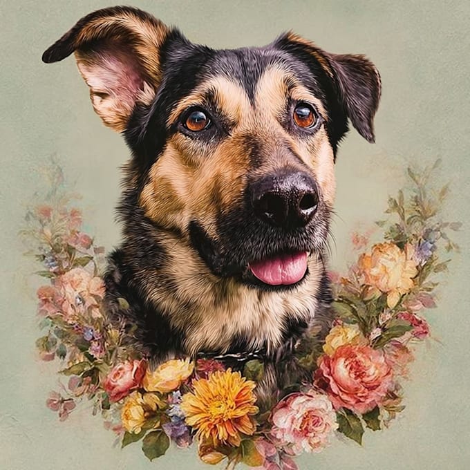 create a memorial pet portrait for engraving