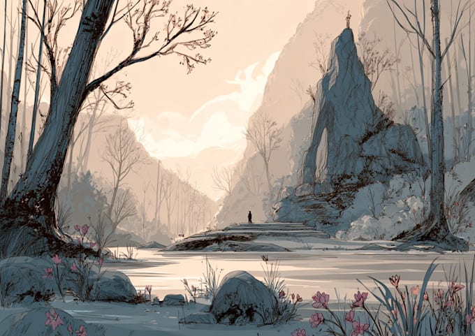 create stunning fantasy background and scenery illustration