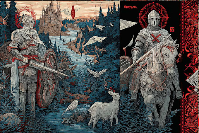 do a medieval woodcut gothic etching illustration