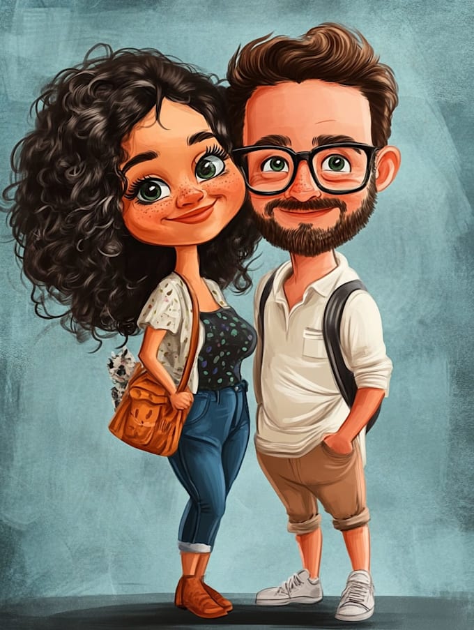 create professional caricatures for couples or wedding gift
