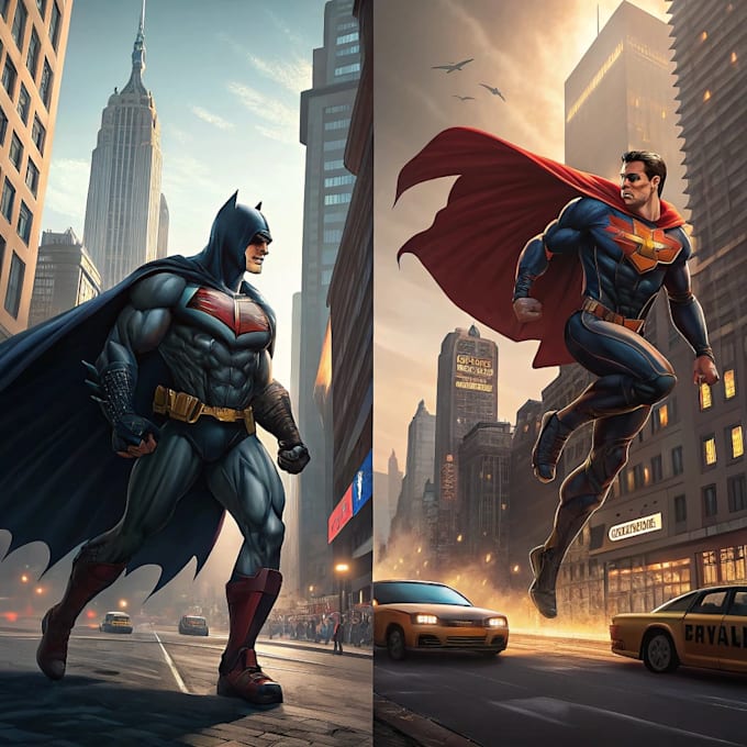 do a superhero comic art and illustrations