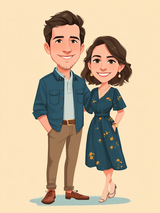 do couple caricature illustration for you
