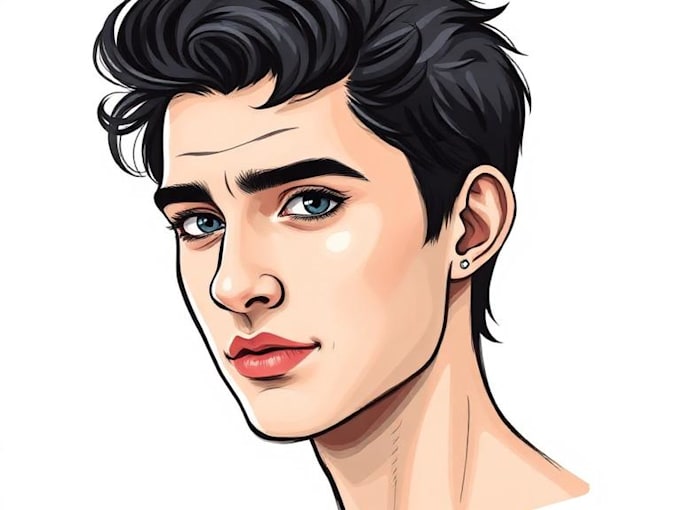 illustrate a gorgeous vector cartoon portrait art