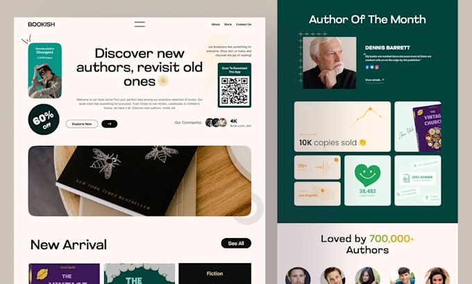 design a professional book author website, ebook website or wix author website