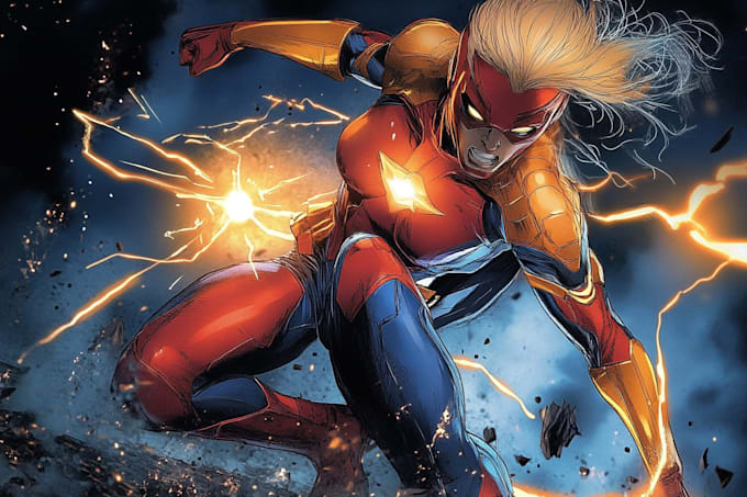 create realistic superhero character illustration
