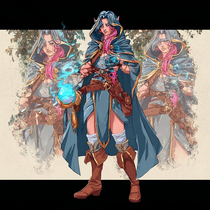 Hacer arte de personajes de dnd, personaje de fantasía para grupo de dnd