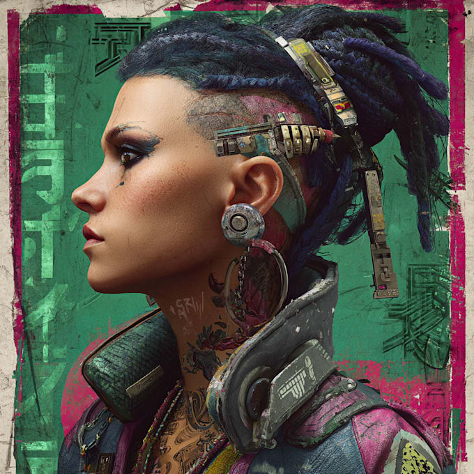 do a cyberpunk anime art
