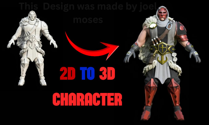 create 3d character model from 2d concept art sculpt render stl 3d print
