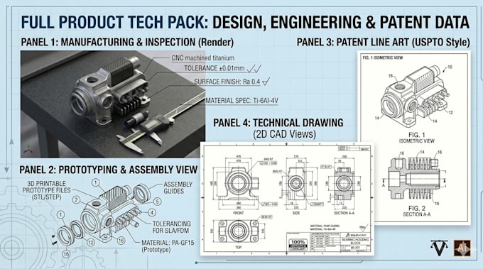create technical 2d drawings for prototyping or manufacturing