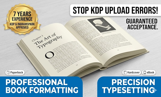 do professional book formatting, typesetting, and fix KDP upload errors