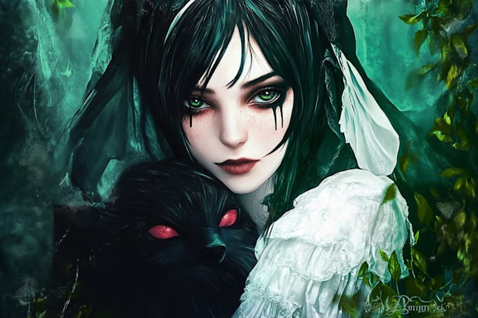 draw fantasy anime portrait with soft glow style