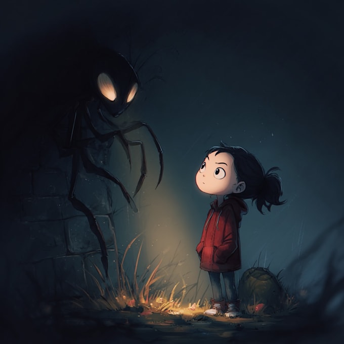 draw cute dark or cute horror illustrations for you