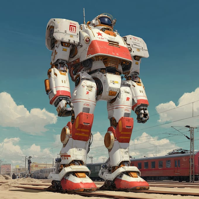 draw amazing character mecha robot illustration