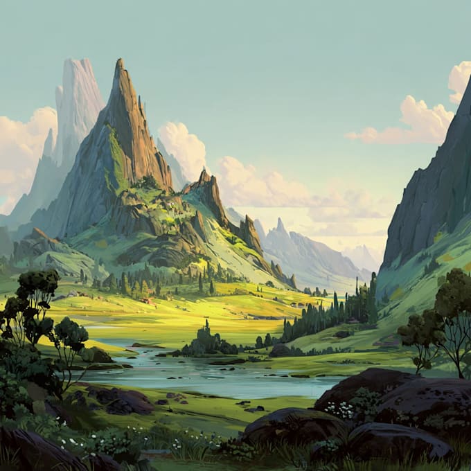 Do landscape illustration and background concept art by Desansar | Fiverr
