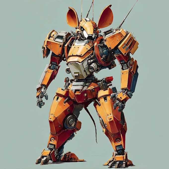 make a mecha robot art and illustration