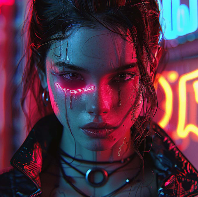 draw scifi or cyberpunk character portrait art