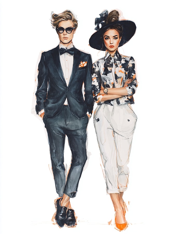 Draw a fashion illustration or sketch by Braidenowel | Fiverr