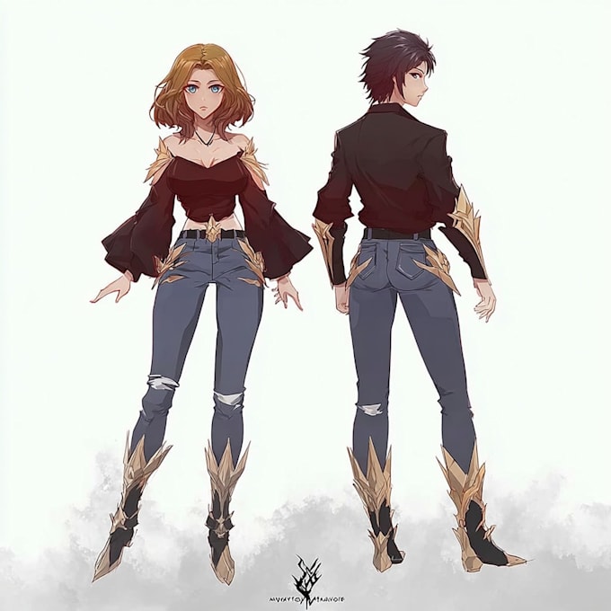 create original anime character sheet or reference for