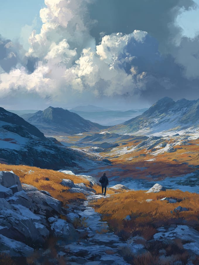 draw cinematic environment and landscape art