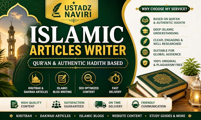 write islamic articles khutbah and quran based content