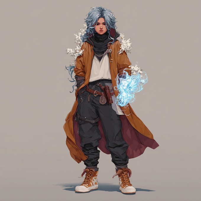 create anime illustration with dynamic pose and detail