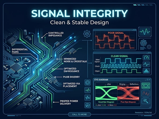 debug and optimize pcb designg to resolve emi signal integrity and layout issue