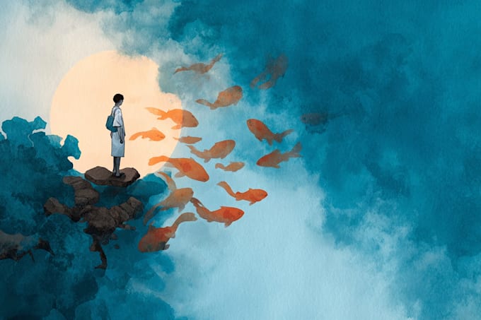 create watercolor and digital illustrations