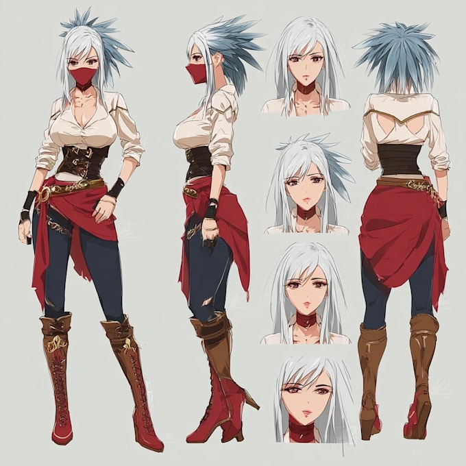 Design anime character sheet with poses and action style by Damon ...