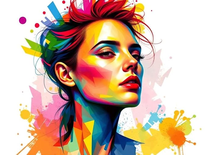 make awesome color abstract portrait for you