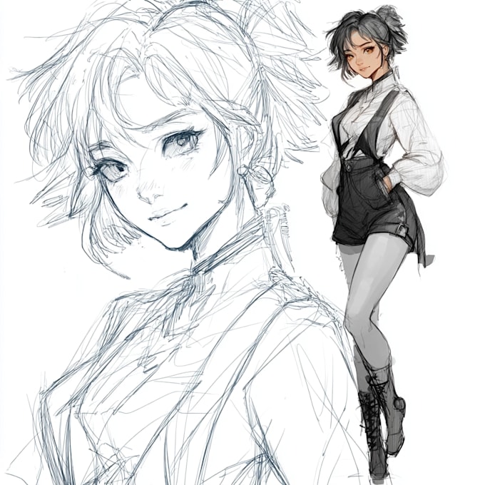 draw clean anime character sheet