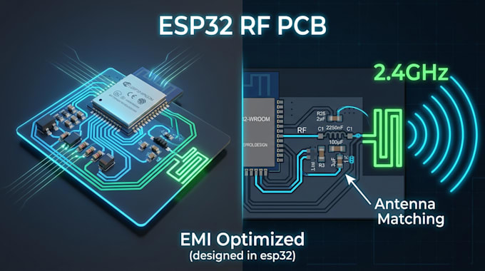 design esp32 rf pcb, antenna matching and emi optimized wireless layout