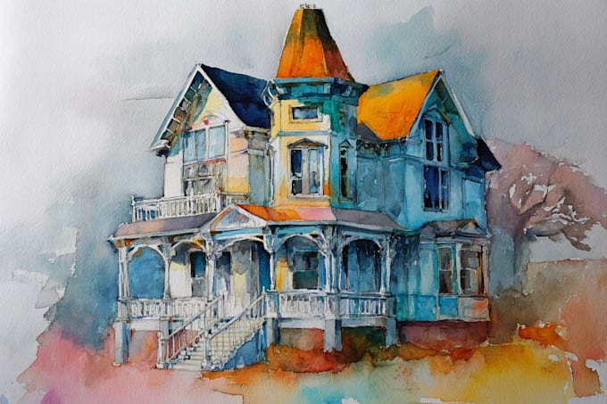 paint watercolor house portrait