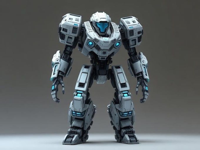 paint a gorgeous robot character or mascot illustration
