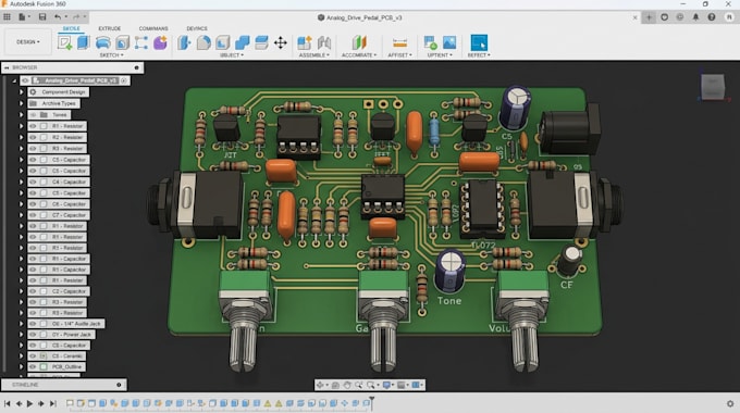 design guitar pedal and audio effects pcb with analog tone optimization