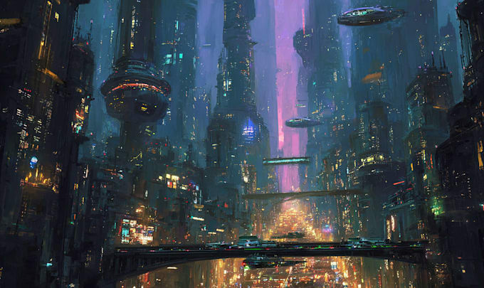 create a cyberpunk futuristic city
