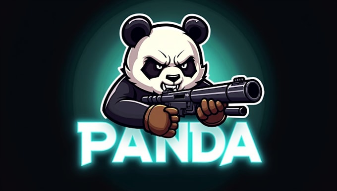design high quality panda gunner mascot logo with express delivery