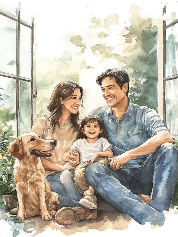 make watercolor family portrait