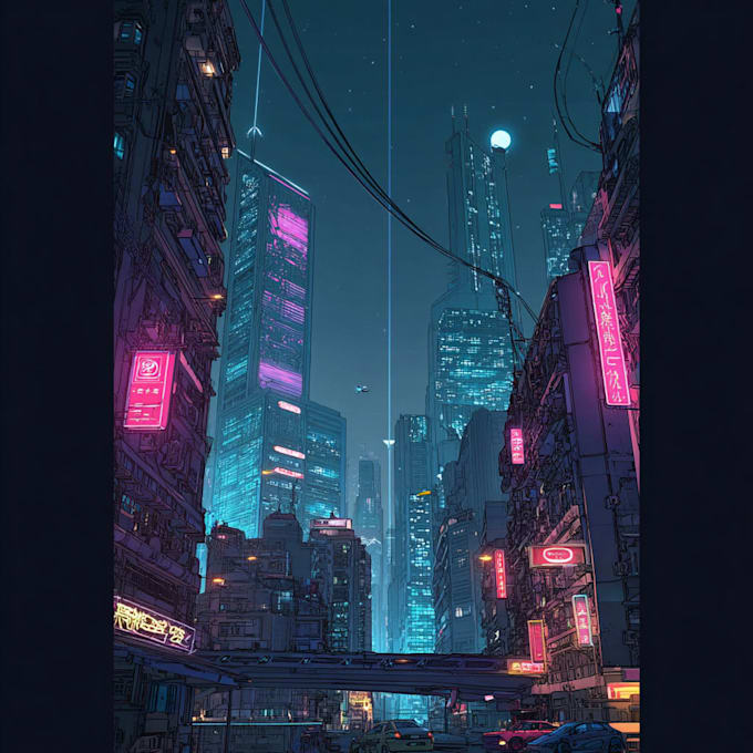 do cyberpunk sci fi futuristic city
