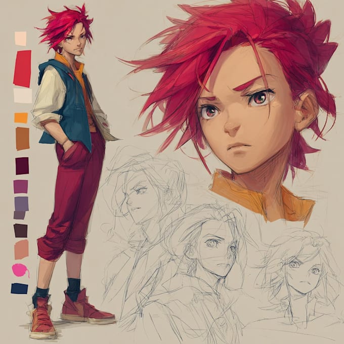 draw anime character design sheet