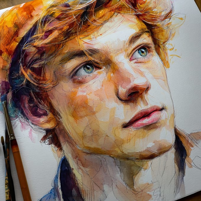 draw watercolor portrait illustration