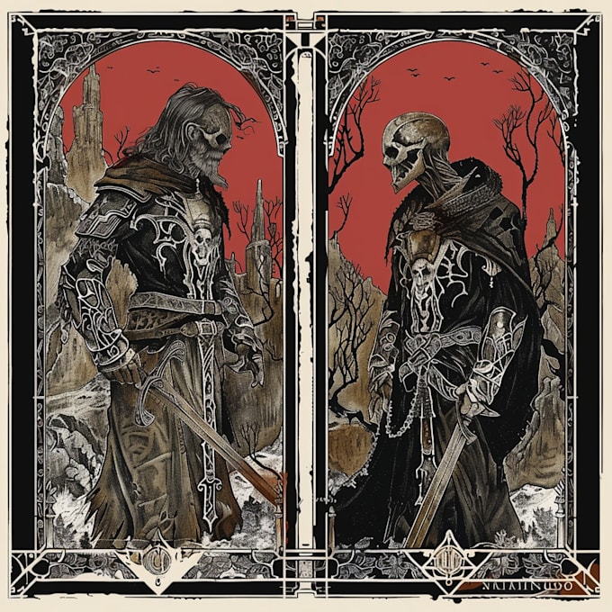 create dark art medieval detailed hand drawn illustration
