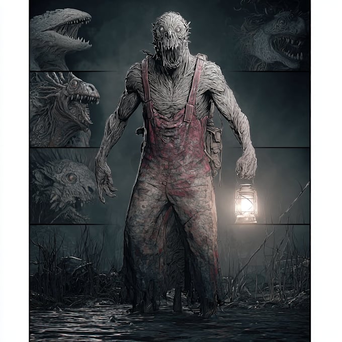 create creepy monster character illustration