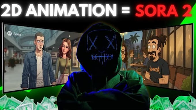 do professional stickman video editing 2d animation explainer video sora 2 VA