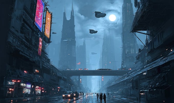 making a futuristic cyberpunk city for you