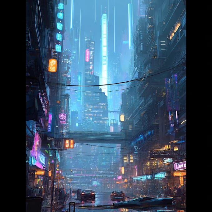 do cyberpunk scifi futuristic city